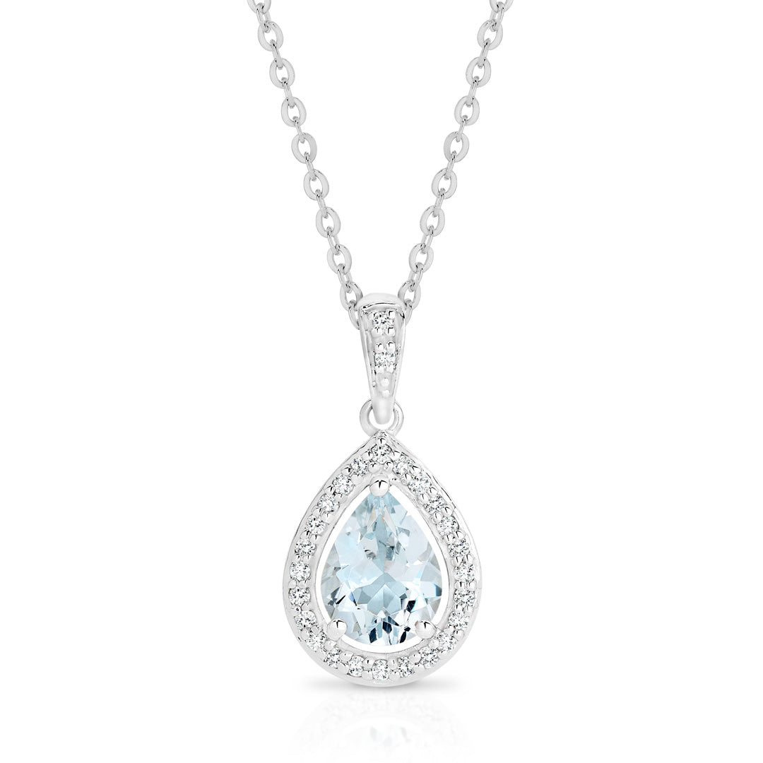 Aquamarine pendants hot sale white gold