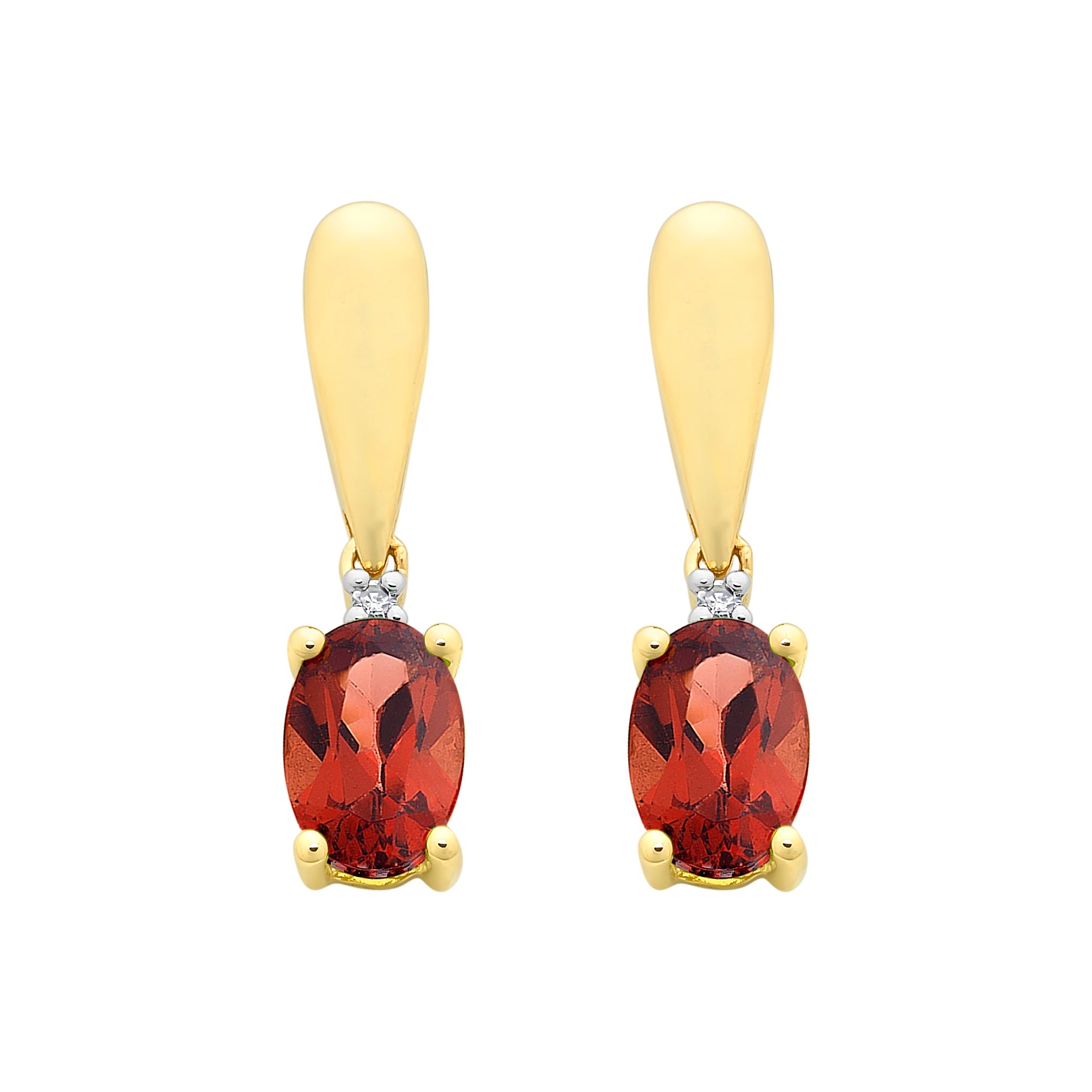 14k Yellow Gold Garnet Earrings | Liberty Jewelry Mfg Co.