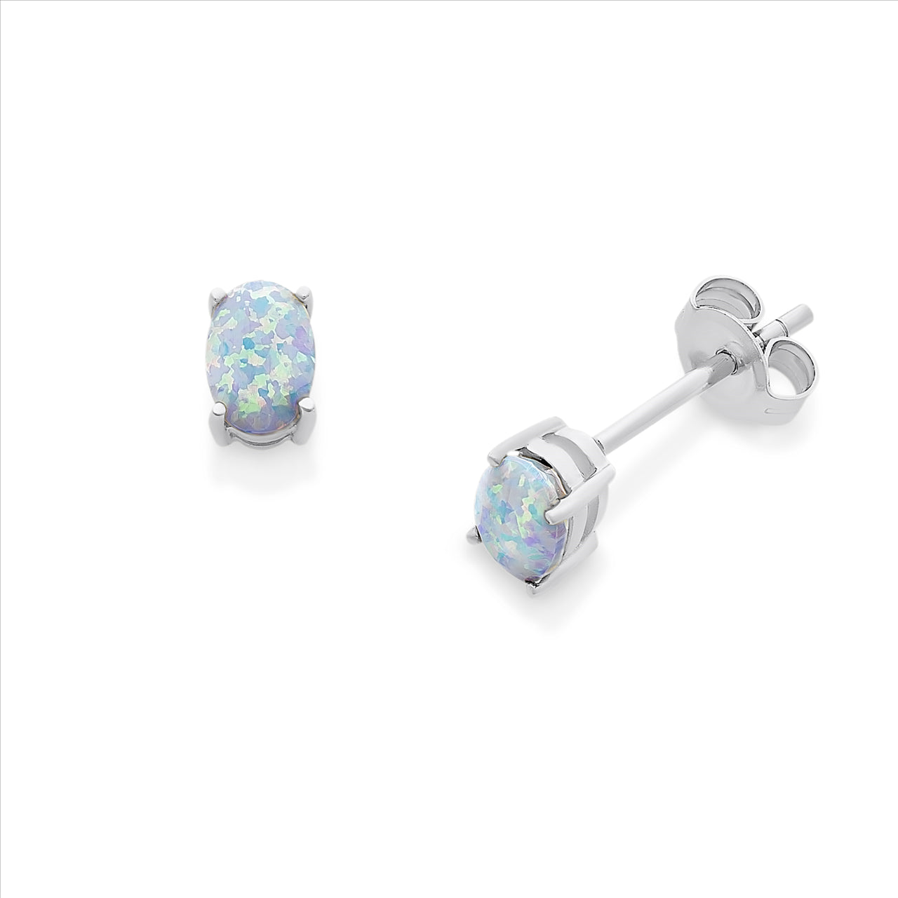 Opal stud earrings deals silver