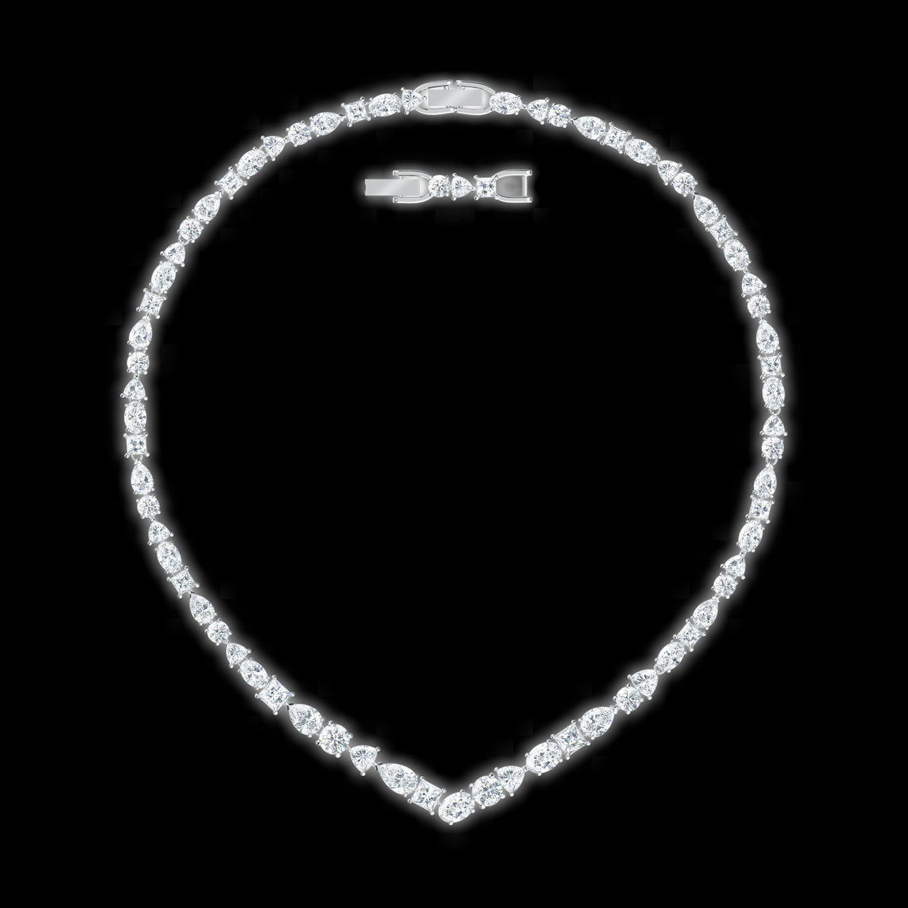 RW&CO Classicharms-Gold Sparkling Heart Shaped Zirconia Tennis Necklace |  Kingsway Mall